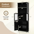 thumbnail image 3 of Gymax Bathroom Tall Storage Cabinet Linen Tower w/ Glass Door & Adjustable Shelf Black, 3 of 10