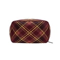 thumbnail image 2 of 6.5x2.5x4 In Printed Makeup Bag Organizer with 5 Compartments Travel Toiletry Pouch Bag Plaid in Dark Red, 2 of 6
