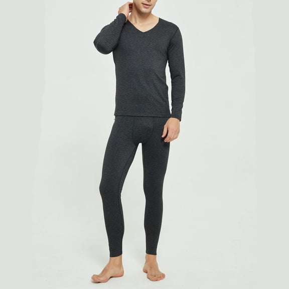 Letdown Thermal Underwear for Men Long Johns Lined Soft Thermal Underwear Base Layer Pajamas Clothes Warm Base Layer for Winter Skiing Hunting (Dark Gray-G, XXXL)