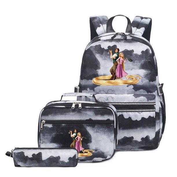 3Pcs/Set Disney Tangled Rapunzel Princess Backpack Colorful Bag Boys Girls School bags Student with Lunch Bag Travel Mochilas