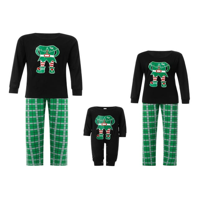 Matching Family Pajamas Sets Christmas PJ‘s Sleepwear Printed Top with Plaid Bottom 12-18 Months