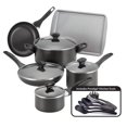 thumbnail image 1 of Farberware 21806 Dishwasher Safe Nonstick 15-Piece Cookware Set, Black, 1 of 1