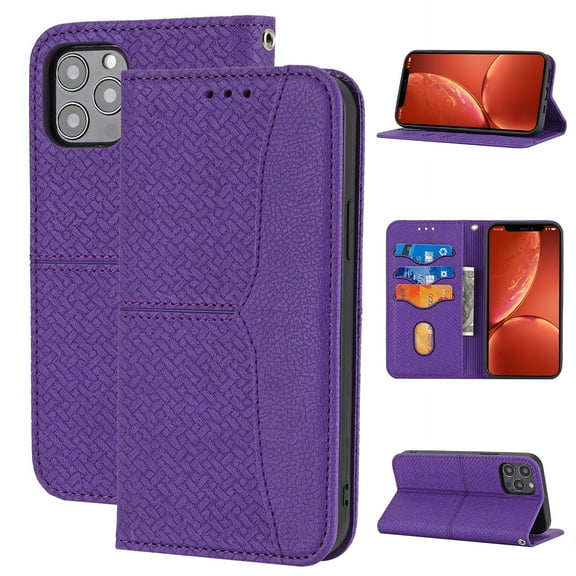 SaniMore for iPhone 15 Pro Max (6.7" 2023) Case, Hand Lanyard, Wallet Cover [Card Slots Cash Pocket] Kickstand Shockproof TPU PU Leather Folio Magnetic Drop-proof Protective Shell, Purple