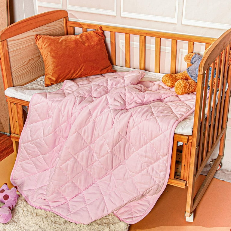 Down Alternative Oversized Toddler Comforter Super Soft and Warm Solid Color Baby Crib Quilted Blanket 43 x 60 inches Pink Walmart