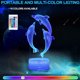 thumbnail image 4 of Luz nocturna 3D de la serie Dolphin, lámpara de mesa con control remoto táctil degradado colorido LED, 4 of 5