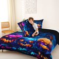 thumbnail image 4 of Feelyou Halloween Pumpkin Moon Full Size Comforter Sets, Boho Star Sky Bedding Comforter Set, Purple Blue, Black Reversible, 3pcs, 1 Comforter and 2 Pillowcases, 4 of 7