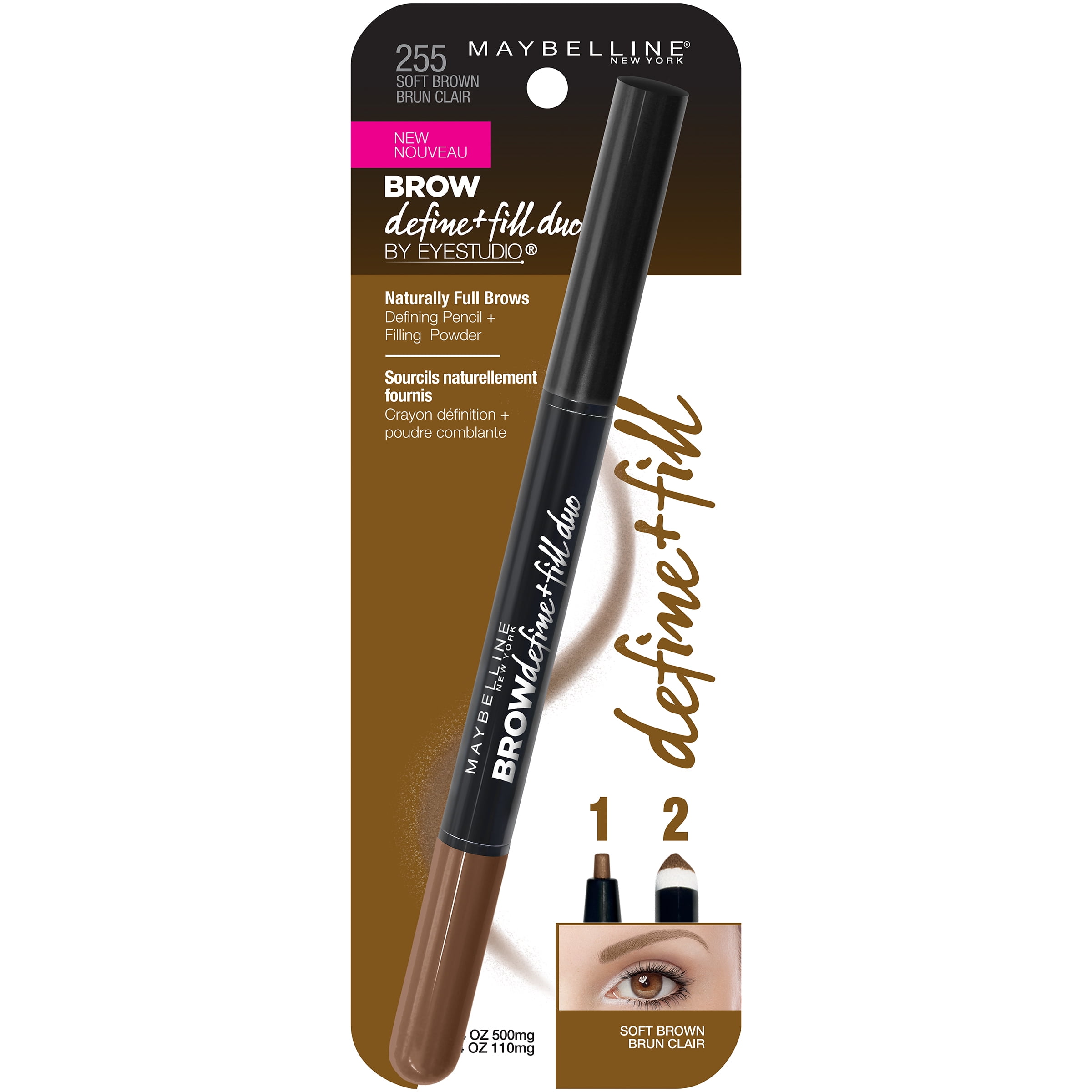 Maybelline Brow Define + Fill Duo Makeup, Soft Brown, 0.021 oz ...