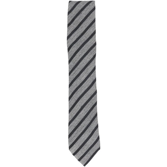 Ermenegildo Zegna Men's Navy / White Linen and Silk Diagonal Stripe Necktie - One Size