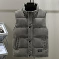 thumbnail image 2 of Xzbqbs Men's Corduroy Puffer Jacket Casual Stand Collar Padded Vest Coat Winter Warm Thickened Sleeveless Outwear Down Jackets, 2 of 7