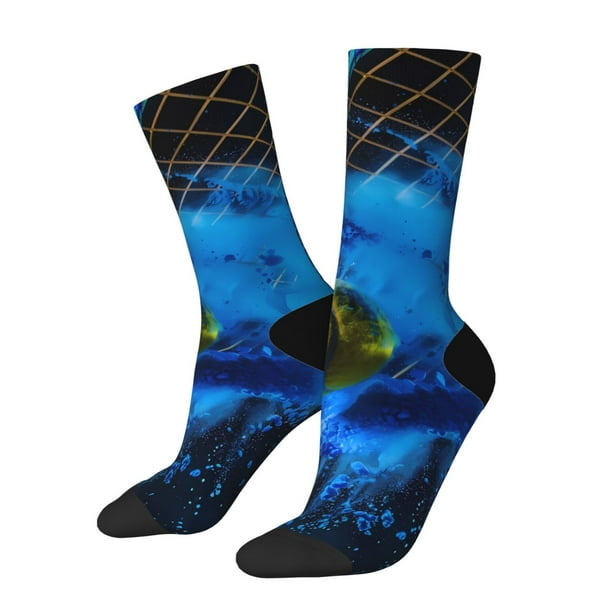 Fotbe Sports Tennis Ball Calcetas Largas con Estampado para Hombre y Mujer – Calcetas de Compresión Transpirables y Elásticas, Viajar y Uso Diario Talla 5-11