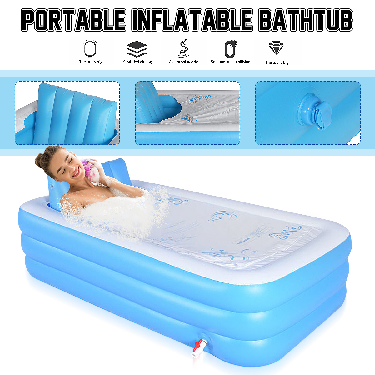 Inflatable Adult Bath Tub Portable for Adult Spa and Hot ...