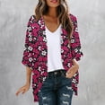 thumbnail image 2 of Women's Summer Cardigan Tops Plus Size Print Sunscreen 3/4 Sleeve Cover Up Cardigan Top, 2 of 6