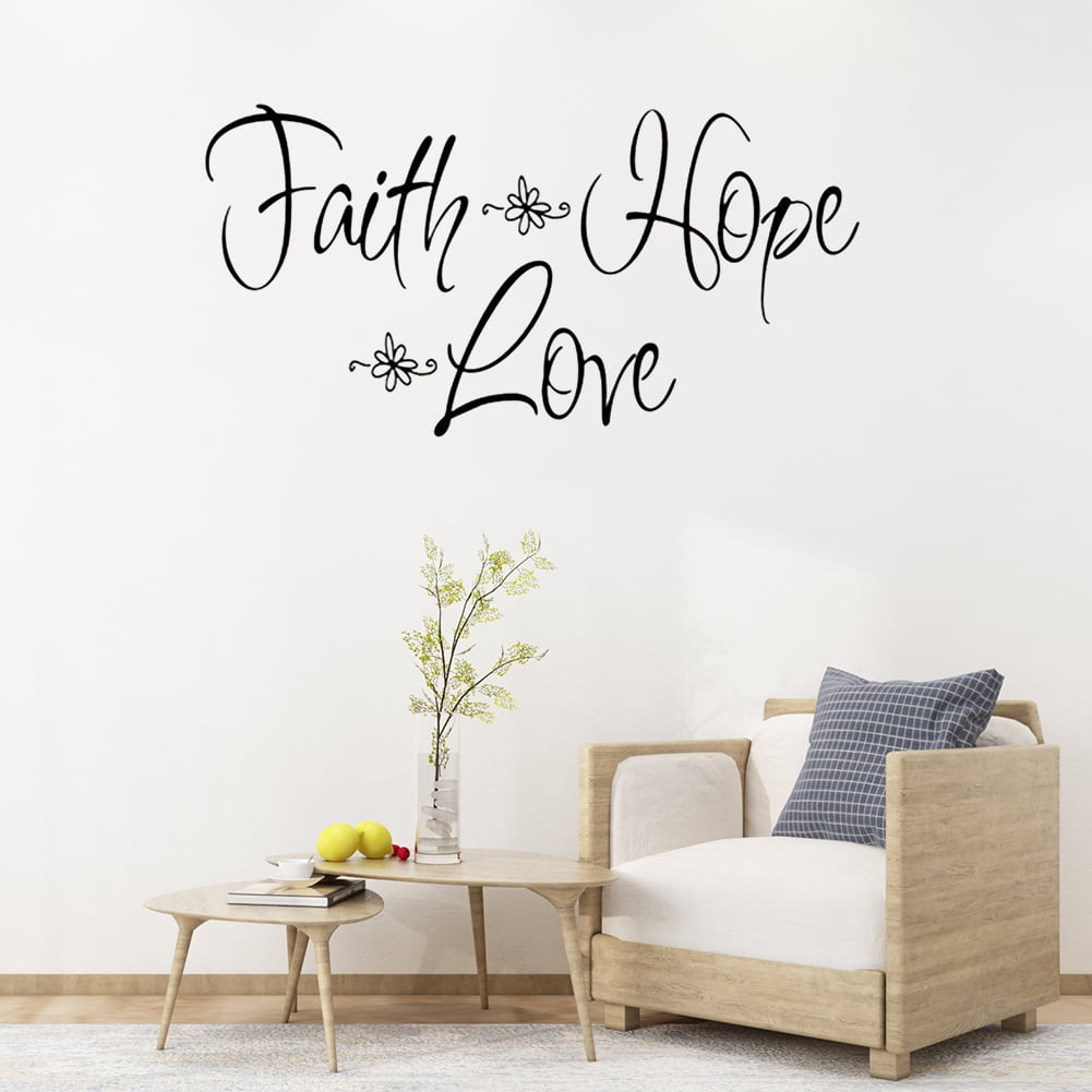 HOLENGS 3D Butterfly Mirror Surface Peel and Stick Removable Motivational Letter Wall Decals Crystal DIY Wall Decor for Home Living Room Bedroom Faith Hope Love 3D Acrylic Mirror Wall Stickers Silver 