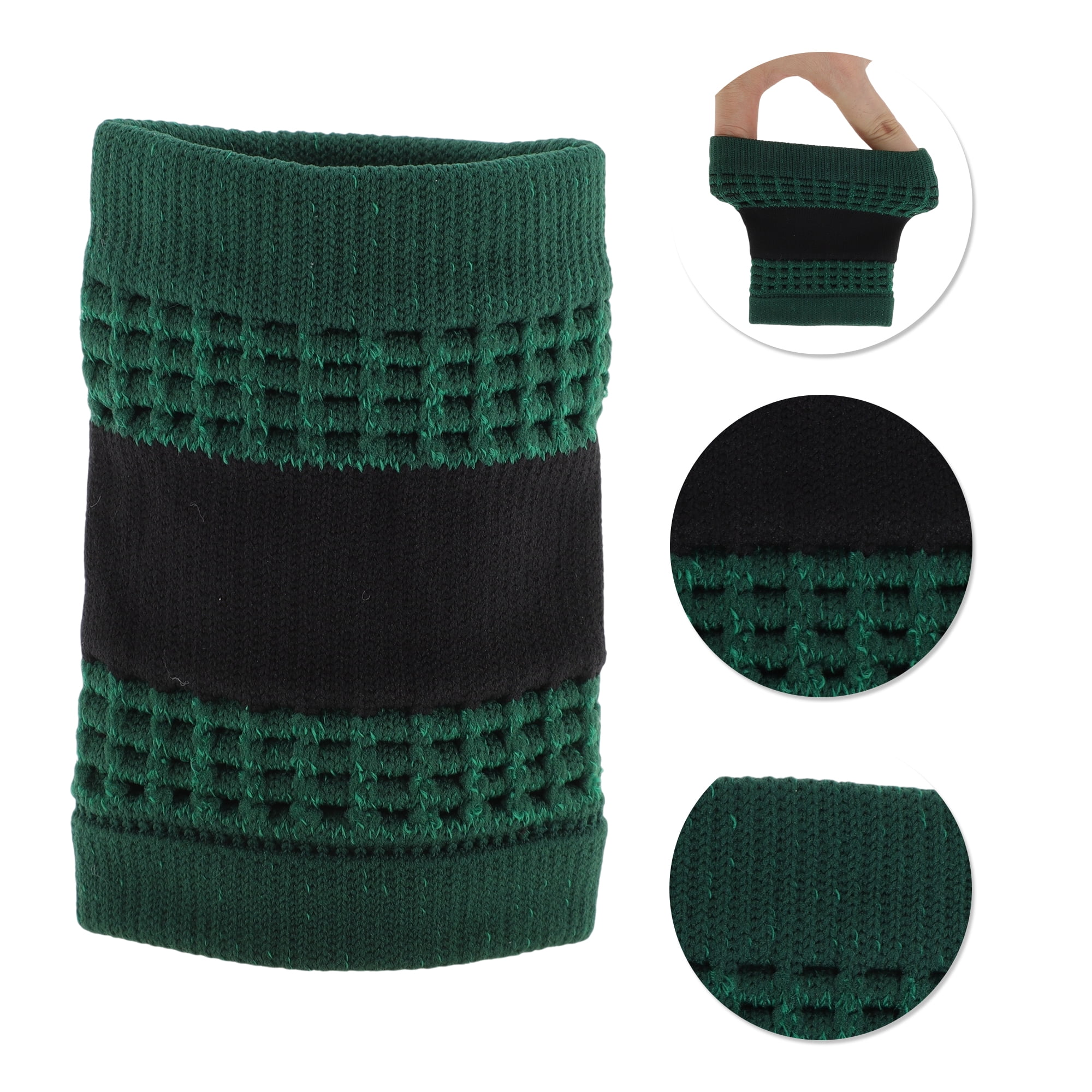 Unique Bargains Durable Perspiration Wicking Wrist Sweatbands 1 Pc Dark Green Black