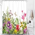 thumbnail image 5 of Floral Shower Curtain, Colorful Plant Flower Shower Curtain Set, Red Wildflower Botanical Shower Curtains for Bathroom, Waterproof Fabric with 12 Hooks, 72 x 72 Inches, 5 of 6
