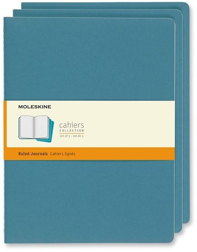 Moleskine Cahier Journal (Set of 3), Extra Large, Ruled, Brisk Blue (7.5 x 9.75) (Books)