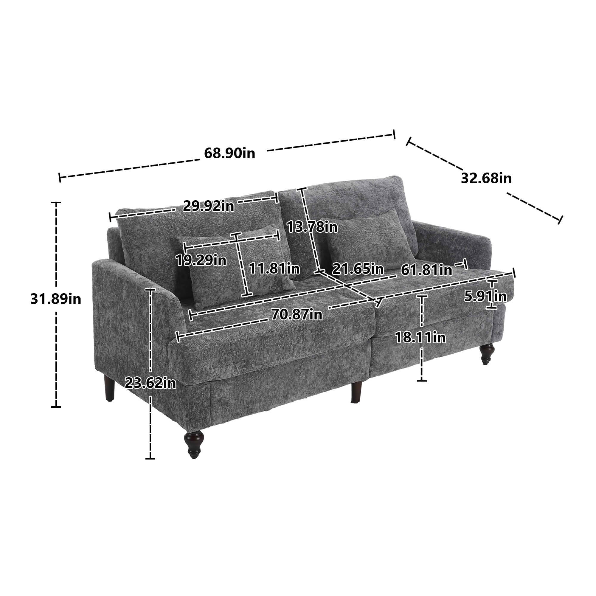 MAYEERTY Mid-Century Chenille 2-Seater Loveseat, Comfy Deep Seat Sofa with Brown Wood Feet for Small Living Room & Bedroom