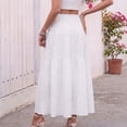 thumbnail image 3 of JIRNYORLL Womens Smocked Tiered Maxi Skirt with Pockets Drawstring Elastic High Waisted A Line Long Skirts, White S, 3 of 6