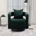 thumbnail image 2 of Swivel Accent Chair, Open Back Chair Modern Comfy Sofa Chair, Lounge Chair with Metal Base, Single Sofa for Nursery Bedroom Living Room Hotel Office, Club Chair Leisure Arm Chair, Green, 2 of 7