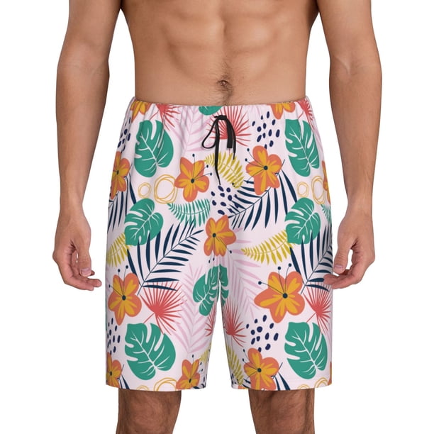Fotbe Tropical Plants Pantalones Cortos de Pijama para Hombre, Ropa de Dormir, Pantalones de Pijama Cortos para Hombre-Large