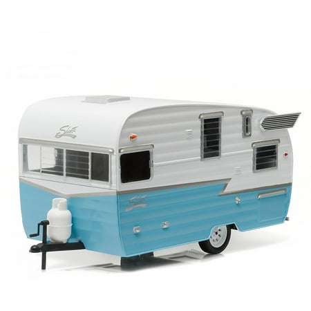 Shasta Airflyte 15' Camper Trailer Blue for 1/24 Scale Model Cars and Trucks 1/24 by Greenlight (Best Car Trailer Reviews)