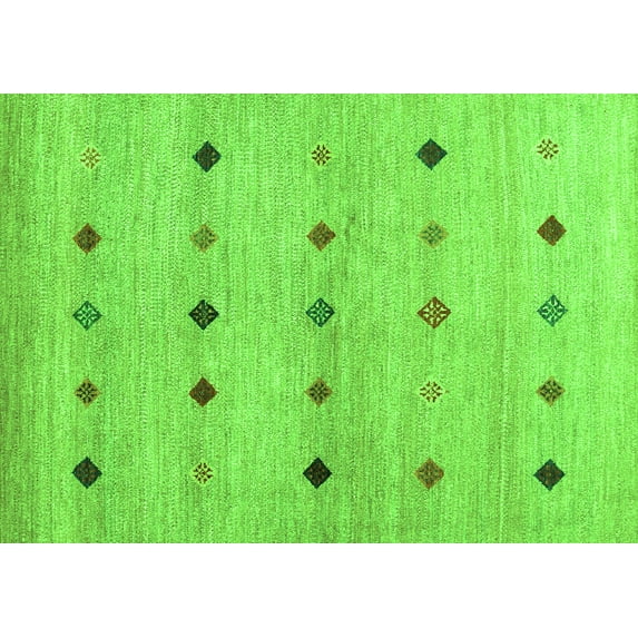 Ahgly Company Indoor Rectangle Abstract Green Contemporary Area Rugs, 3' x 5'