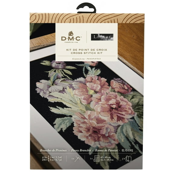 DMC Mindful Making Advanced Cross Stitch Kit-Peony Branches PJ Redoute