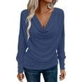 thumbnail image 3 of Tqyyweavej Womens Cowl Neck Tops Draped Ruched Dressy Long Sleeve Brouses Lightweight Loose Casual Tunic Shirts Size S to 2XL, 3 of 10