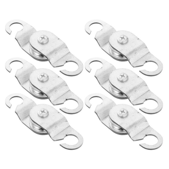 6pcs Portable Iron Pulley with Bearing for Greenhouse Ventilation Heavy-Duty Cable Pulley Wheel Single Open Block Pulley