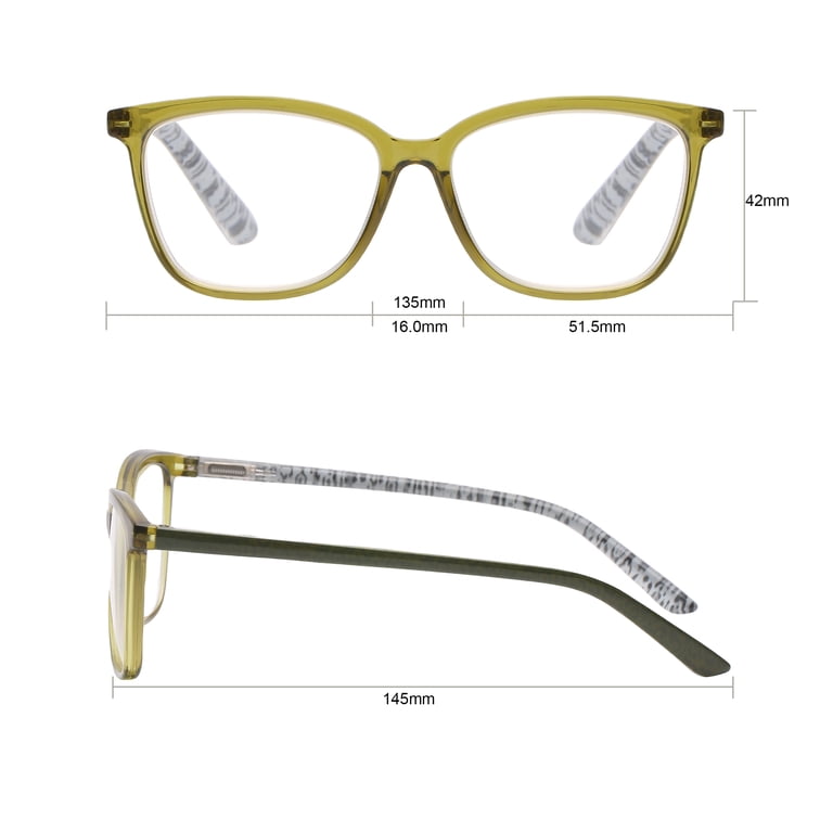 Rz by Rachel Zoe Womens Cateye Reading Glasses with Case, Green