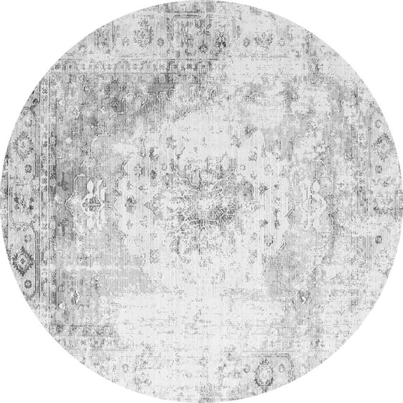 Ahgly Company Indoor Round Persian Gray Traditional Area Rugs, 4' Round