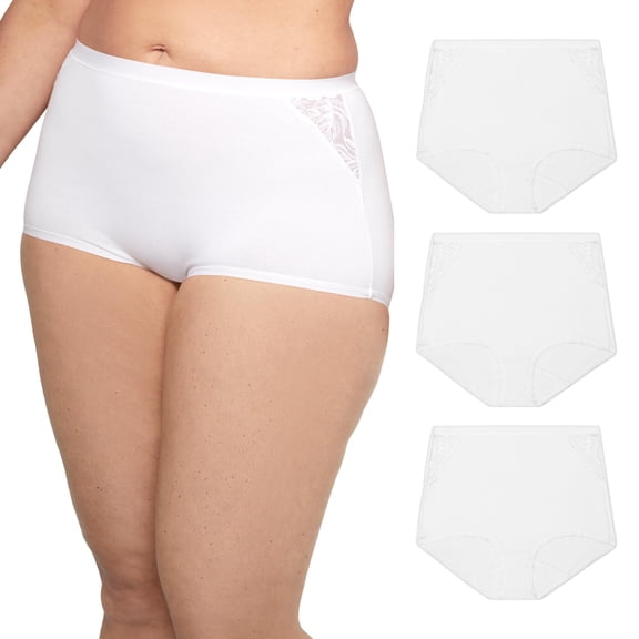 Bali Women’s Underwear Boyshort Pack, 3-Pack, Cotton Lace, Moisture-Wicking
