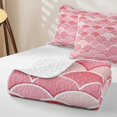 thumbnail image 4 of Manfei Cartoon Scale Quilt King, Ocean Animal King Coverlet Set, Pink, 3-Piece, 1 Bedspread and 2 Pillowcases, 4 of 7