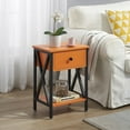 thumbnail image 2 of VECELO Nightstands Set of 2, Industrial End Table with 1-Drawer & Storage Shelf, Small Bedside Table Organizer for Small Space, Side Table for Bedroom Living Room, Orange, 2 of 7