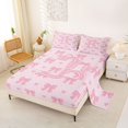 thumbnail image 2 of Manfei Letter B Initial Print Queen Sheet Sets For Kids,Fashion Pink Bowknot Bed Set For Girls,4 Pieces, 2 of 6