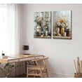 thumbnail image 3 of 2Pcs Farmhouse Daisy Wall Art Framed Country Daisy Canvas Prints Vintage Farmhouse Flowers Pictures for Bathroom Bedroom Living Room Home Decor, 3 of 6
