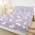 thumbnail image 4 of Homewish Happy Halloween Bat Queen Sheets,White Silhouette Tiny Pattern Queen Sheet Sets,Light Lavender,4-Piece,1 Flat Sheet,1 Fitted Sheet and 2 Pillowcases, 4 of 6