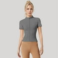 thumbnail image 2 of MIASHUI Womens&nbsp;Fitness Jacket Slim Fit Short Sleeve Sports Top Yoga Jacket For Workout Casual Wear Grey,S, 2 of 4