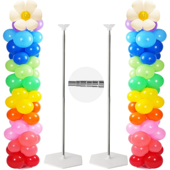 Adjustable balloon column kit, 78 inch balloon tower with reusable metal telescopic design, suitable for weddings, birthdays, baby showers, and graduation events
