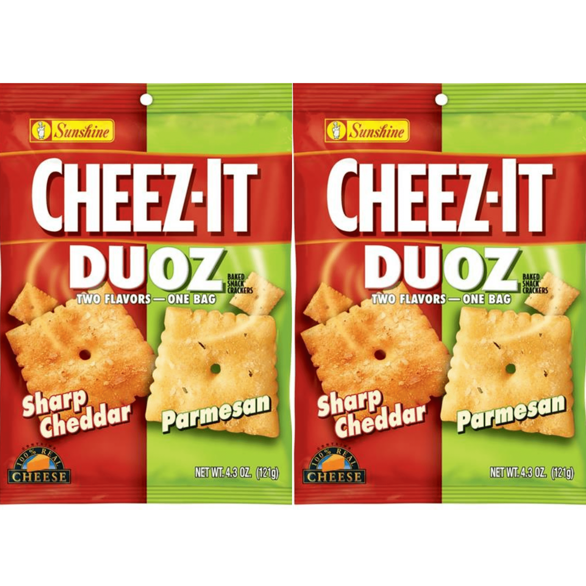 CheezIt Duoz Cheese Cracker, Sharp Cheddar & Parmesan, 100 Real