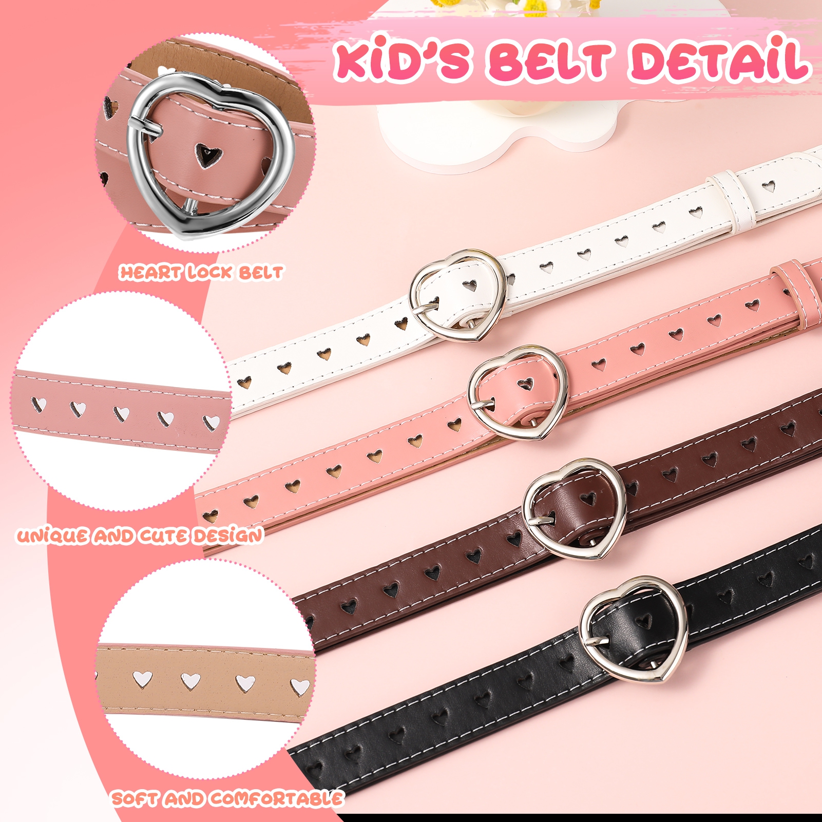 Bocaoying Girls Heart Belt 4-Pack Adjustable photo 4