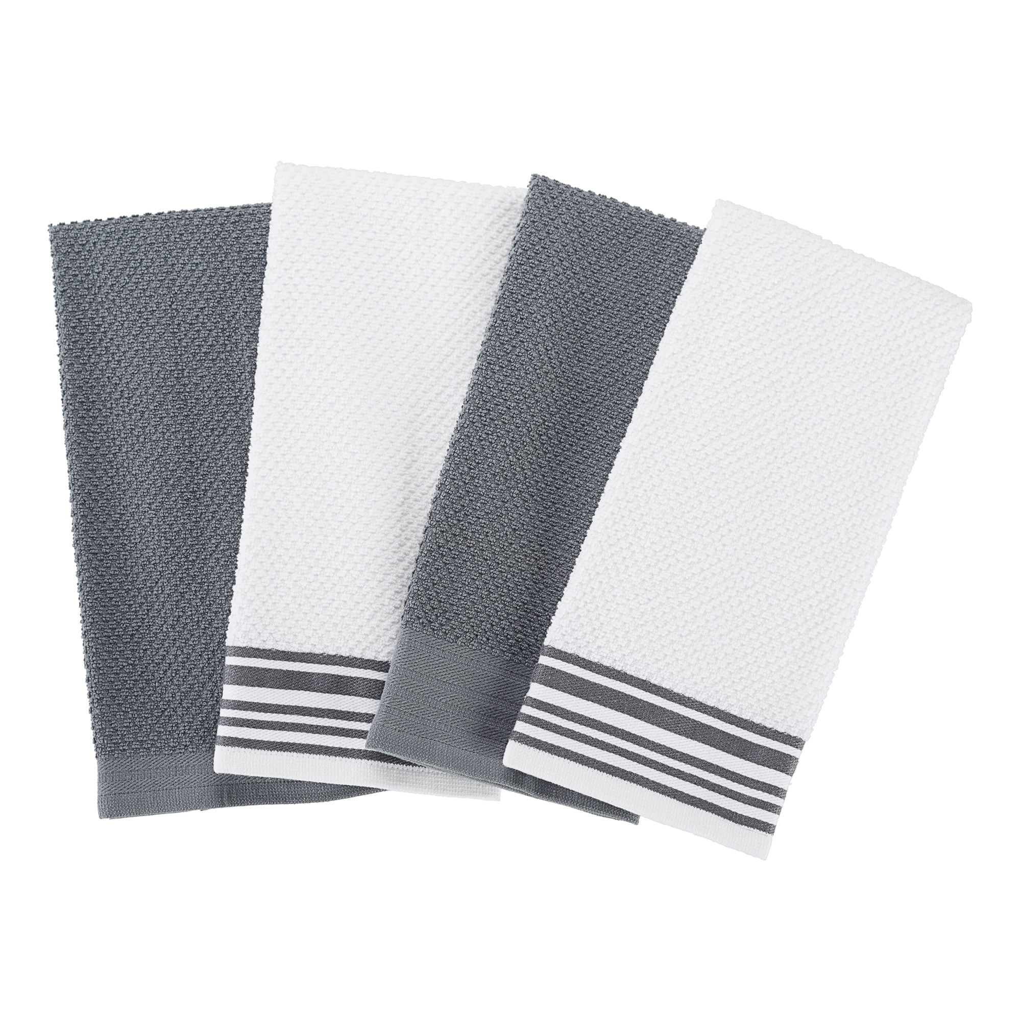 Mainstays 4-Pack 16x26 Woven Kitchen Towel Set, Grey Flannel