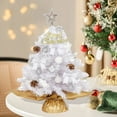 thumbnail image 4 of Mouliraty Tabletop Mini Christmas Tree with Lights, with Clear LED Lights Star Treetop and Ornaments Battery Operated Artificial Xmas Tree for Holiday Indoor Decor, White, 4 of 6