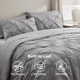 thumbnail image 4 of Oversized Queen Comforter Set Grey - Bed in a Bag Bedding Set 7 Pieces, GentleSoft™ Pintuck Bed Set Gift for Family, Pinch Pleat All Season Comforter with Sheets, Pillowcases & Shams, 4 of 5