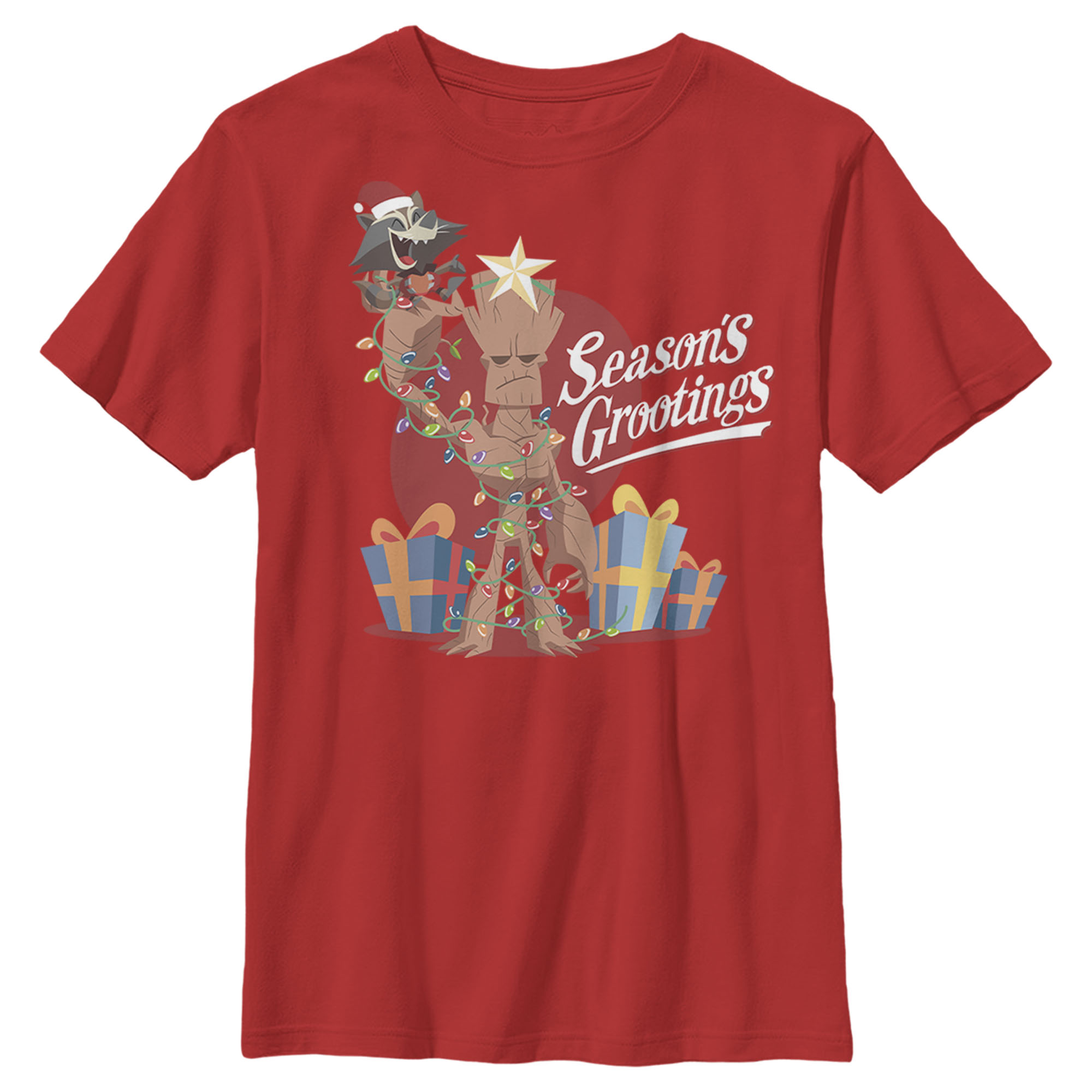 Marvel Marvel Boys' Christmas Groot & Rocket Season Grooting TShirt