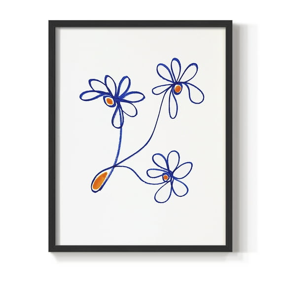 Wobbly Blooms III Framed Print - Solid Wood in Single Picture Frame Solid Wood 2 Framed Print