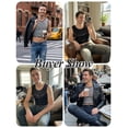thumbnail image 6 of Men's Shiny Metallic Crop Top, Sexy Sleeveless Round Neck Tank Top for Party Music Festival Clubwear, Holographic Shimmer Rave Outfit for Men Black M, 6 of 7