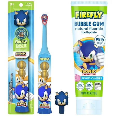 Firefly Sonic the Hedgehog Battery Toothbrush and Toothpaste Bundle