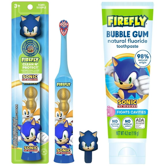 Firefly Sonic the Hedgehog Battery Toothbrush and Toothpaste Bundle