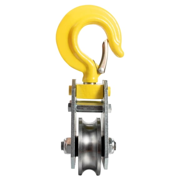 1-ton pulley hook heavy-duty pulley block lifting hook with 5/8 inch wire rope grab, 1 pack